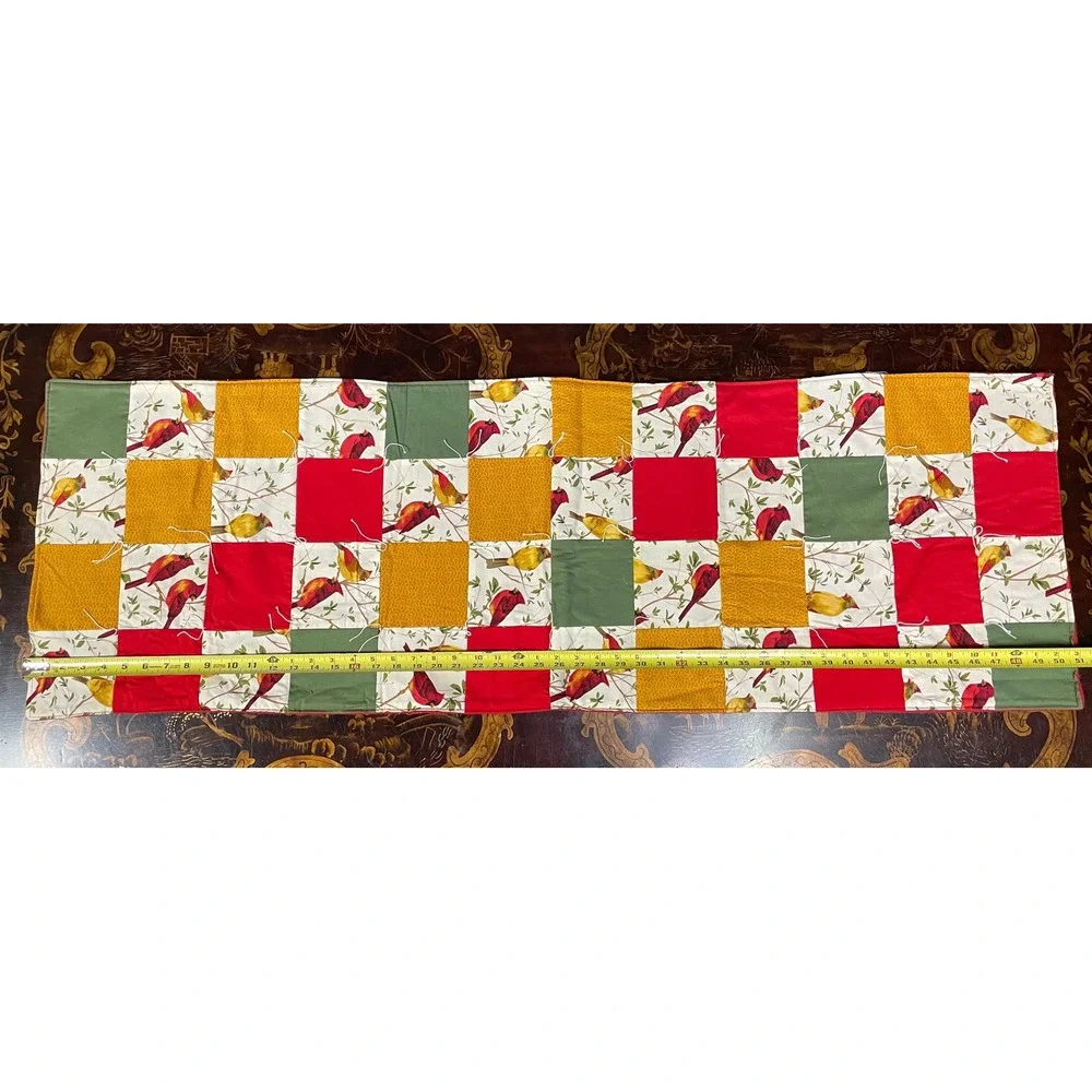Handmade Quilted Cardinal Bird Table Runner Christmas Autumn Fall Decor‎ 51 x 16